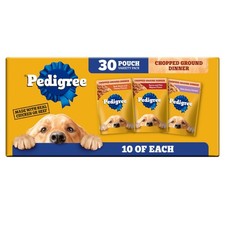 Beef  Bacon Wet Dog Food Variety Pack - 30 Pouches, 3.5 oz Each 5.43 per gallon