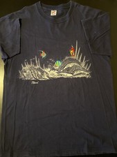 Vintage 90s Maui Hawaii Embroidered Fish Underwater XL Navy Blue T-Shirt