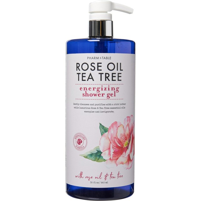 Pharm to Table ROSE OIL & TEA TREE Shower Gel Body Wash w/ ESSENTIAL