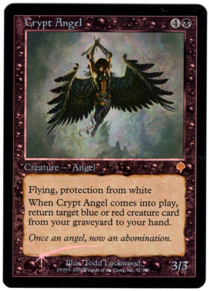 MTG CRYPT ANGEL INVASION FOIL RARE BLACK CREATURE LP RETRO FRAME FLYING EDH