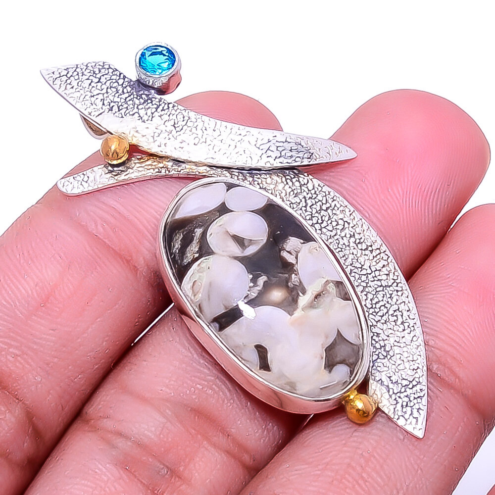 Petrified Peanut Wood Jasper Australia Sterling Silver Pendant 2.11 P_934