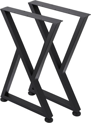 Heavy Duty 28'' Metal Table Legs - Modern X-Shape for DIY Projects, Black Finish