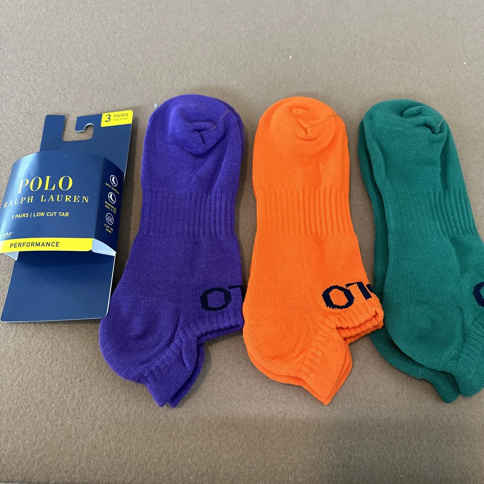 Men’s Polo Ralph Lauren Performance Low Cut Socks 3 Pairs XL Sz 13-16 W/silvadur