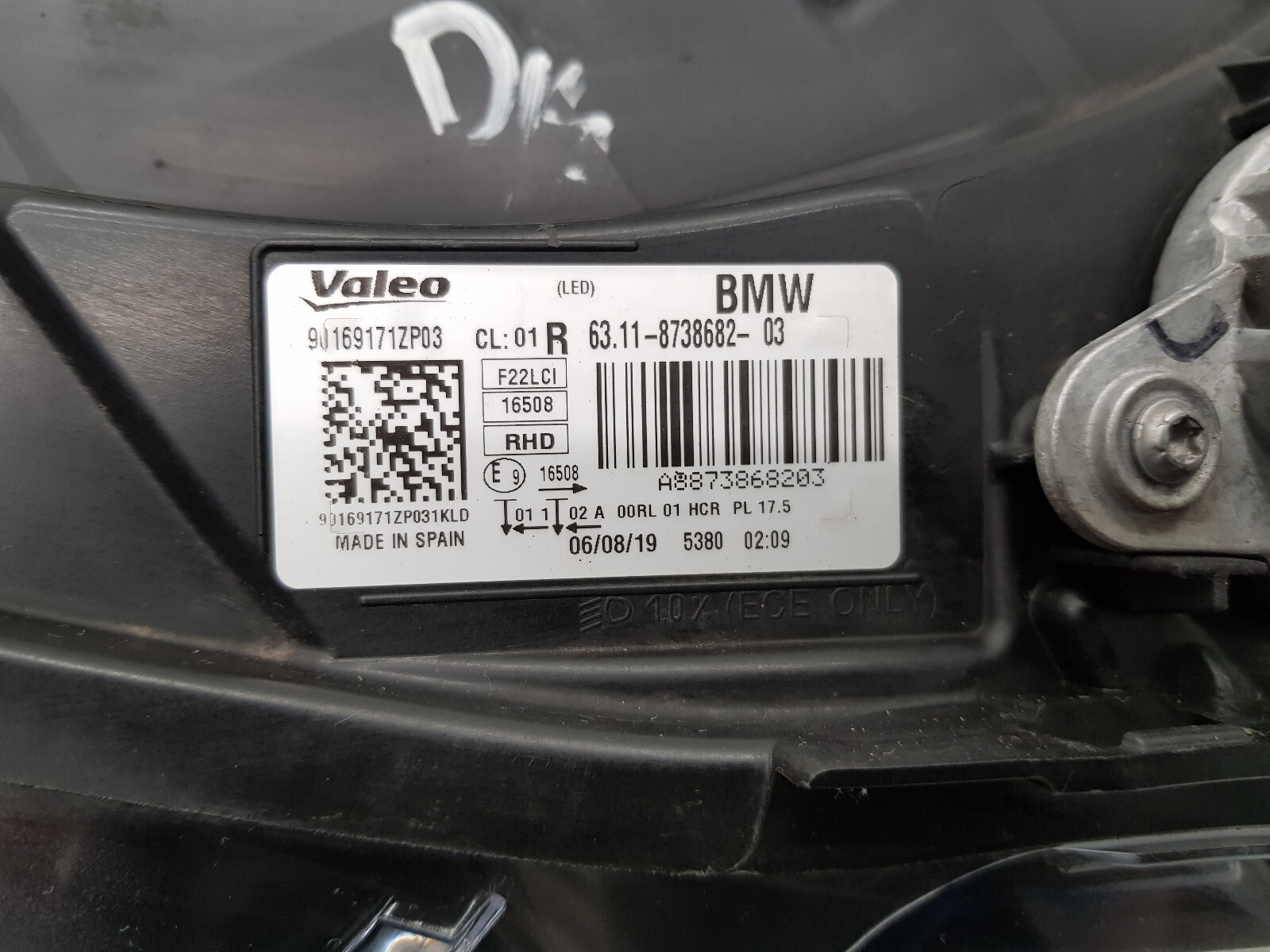 2019 BMW 2 Series F22 LCI Driver Right Side Complete LED Headlight  