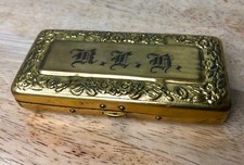 Gold metal brass ANTIQUE 1910’s Gillette RAZOR IN BOX w/ initials