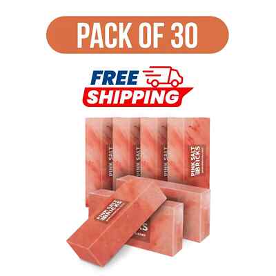 Himalayan Salt Bricks 8x4x2 Pack of 30 For Salt Spa, Sauna Walls & Home Decor