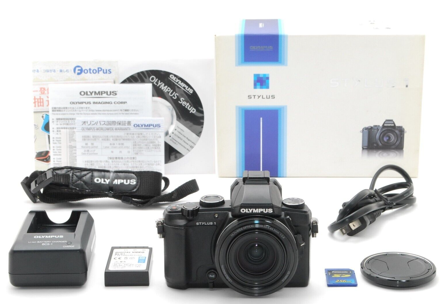 Near Mint Olympus Stylus 1 Black 12MP Digital Camera Japan Import in Box