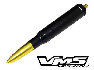 VMS 50 CALIBER BULLET STYLE ALUMINUM REPLACEMENT SHORT ANTENNA BLACK GOLD