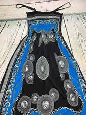 Chain Print Cami Mini Dress Small Black Blue Silver Summer Spring Sundress