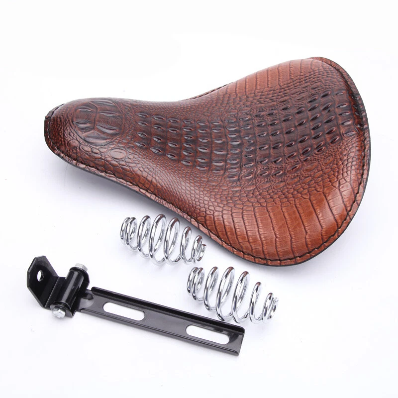 Brown Motorcycle Alligator Large Solo Seat For Harley Heritage Softail Springer - Image 4 of 4