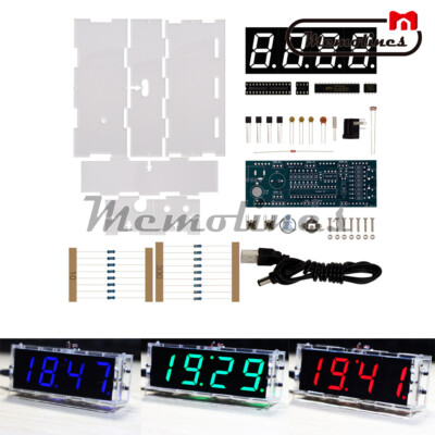 DC 5V LED Electronic 4-Bit Digital Temperature Thermometer Clock DIY Kits