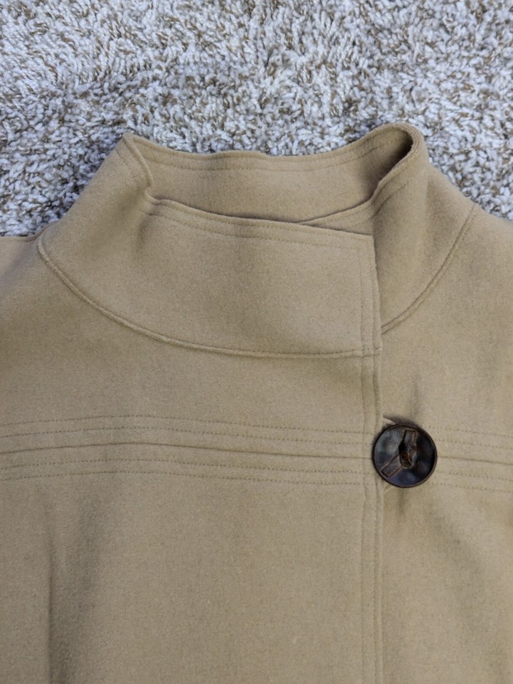 Jones New York Womens Jacket Brown Plus 1X Wool Blend Button Up Coat