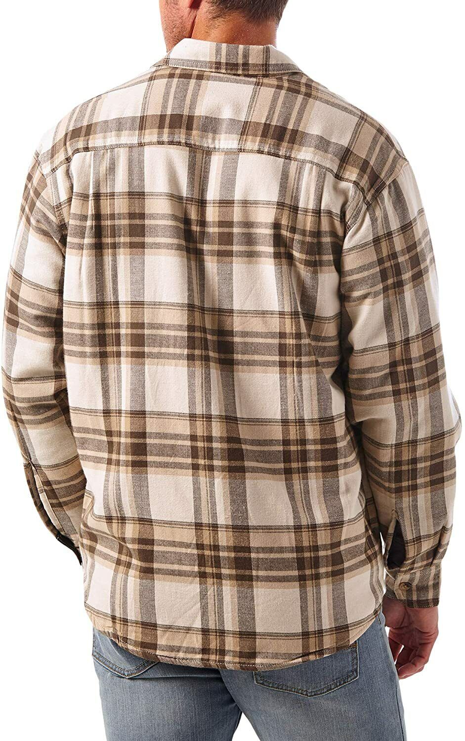 Wrangler Authentics Men's Long Sleeve Sherpa Lined Flannel Shirt Jacket |  eBay