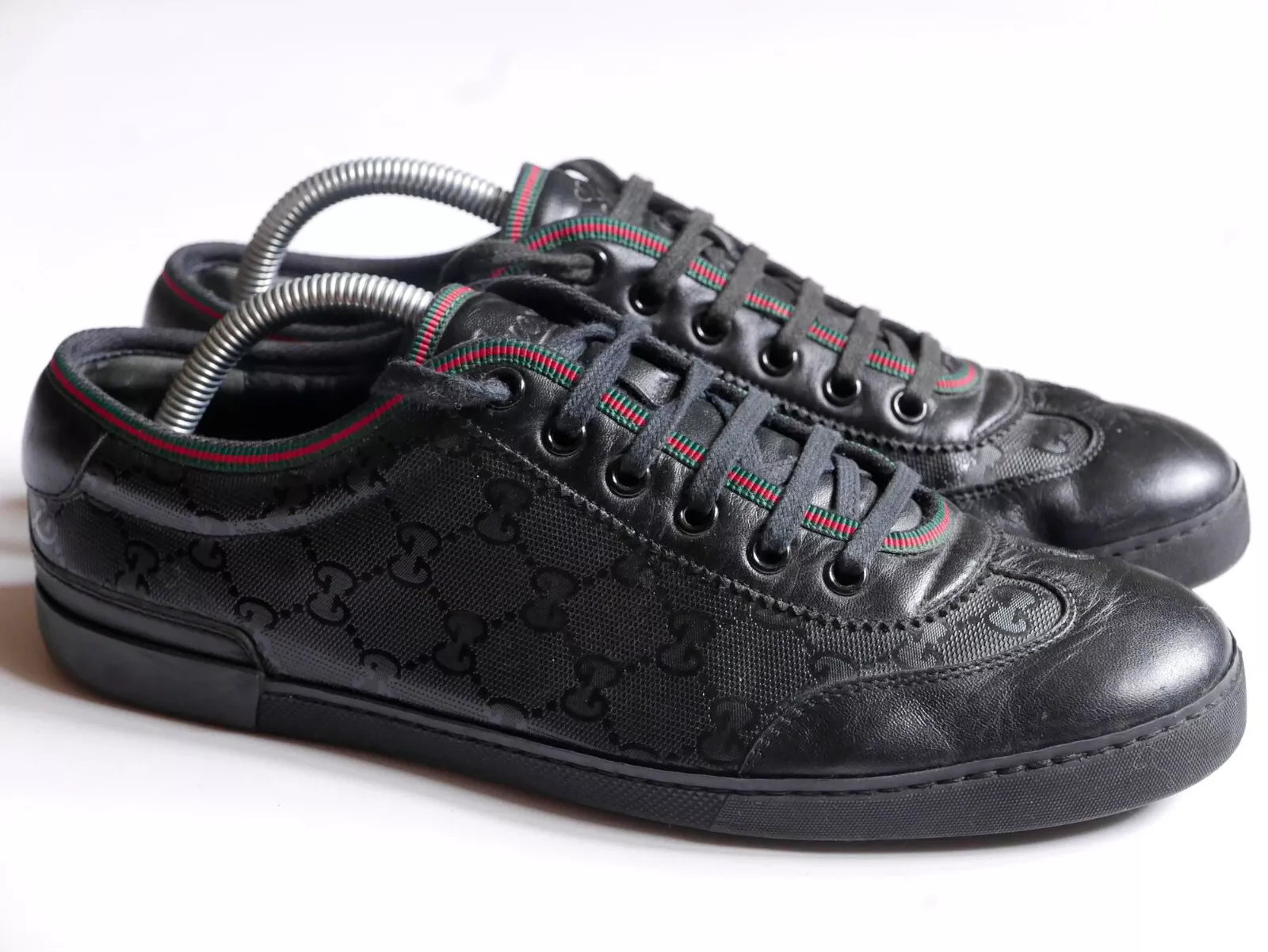 Baskets Gucci monogramme haut bas Guccissima cuir noir RARE 7 UK 8 US