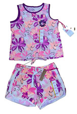 NEW GIRL L 12 / 14 JUSTICE outfit shorts tank top summer clothes floral