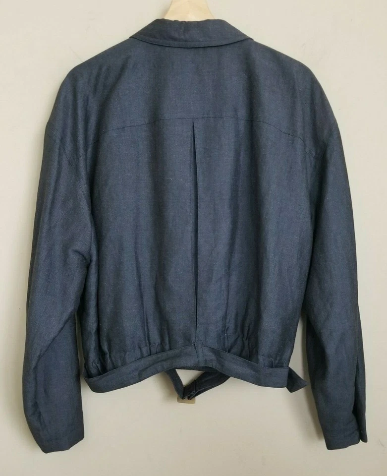 Chaqueta Colección Liz Claiborne Azul Pizarra Cuello Botones Cinturón Forrado Talla 14 Foto 2 de 4