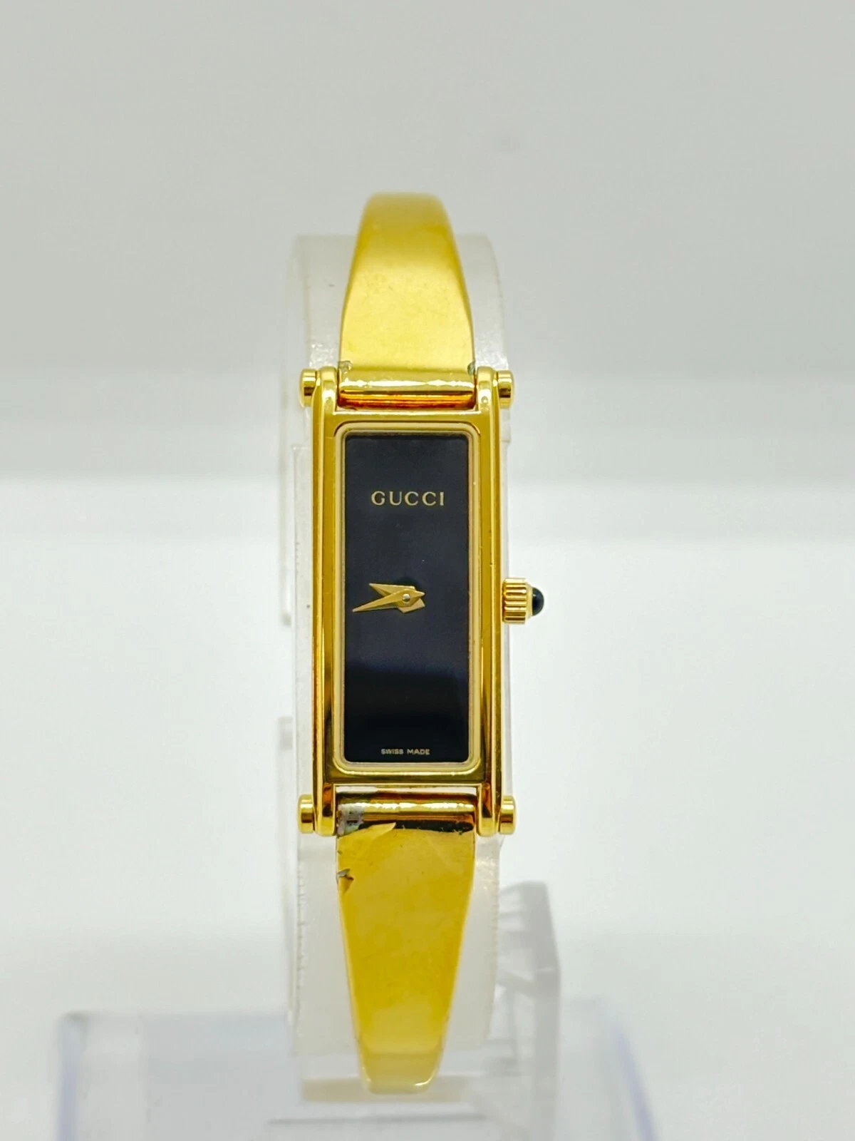 Montre Gucci 1500L Femme Rectangle Champagne Quartz Or Occasion Fonctionnement
