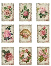 Vintage Pink Roses & Lace A Designer MULTI-SIZE SET Cotton Fabric Quilt Blocks