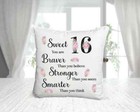 Personalised Sweet 16 Cushion, Sweet 16 Birthday, Girls Personalised Pillow, 16