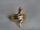 Real Ruby Women's Cocktail Vintage Snake Engagement Ring 14K Yellow Gold Finish