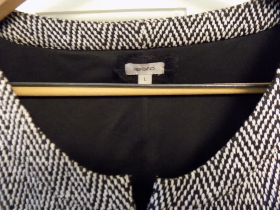 Vestido Isato FABULOUS Tejido Tribal Espiga Negro Blanco Azul Gris Acanalado Talla L Foto 3 de 4