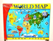 Melissa Doug 33 Jumbo Piece Floor Puzzle - World Map - 446 New/Sealed