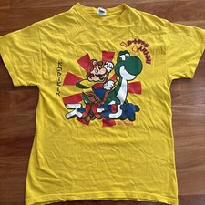 Nintendo SUPER MARIO Yoshi JAPANESE KANJI Yellow Tshirt Gamer 2009 Medium M