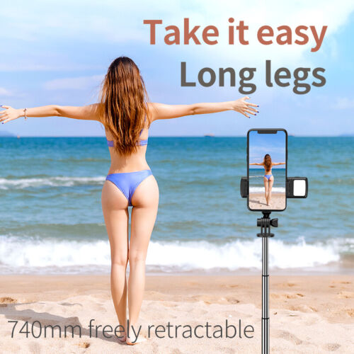 Selfie Stick Tripod Bluetooth Remote Stand LED Light For iPhone 16 15 14 Pro Max - Picture 5 of 12