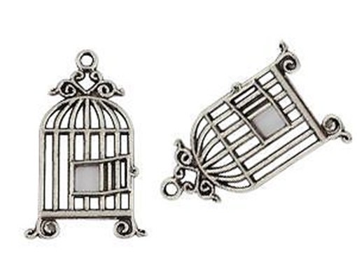20Pcs Tibetan Silver bird cage charms T15057