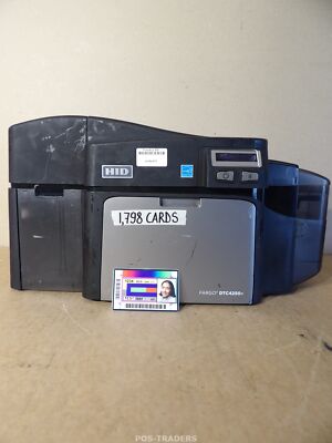 HID FARGO DTC4250e Dual-Sided ID Card Printer USB LAN - 1,798 CARDS - TESTED OK