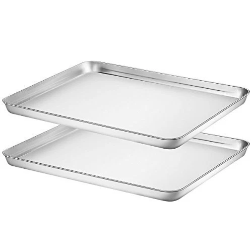2 Pack Stainless Steel Toaster Oven Tray Pans Baking Sheet, 16 Inch