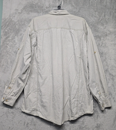 Orvis Shirt Mens Sz Large Gray Quilted Hunting Safari Shooting Roll Tab Sleeve - Picture 2 of 15