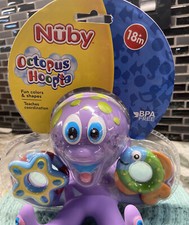 Nuby Floating Purple Octopus with 3 Hoopla Rings Interactive Bath Toy