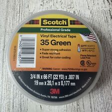 3M 3/4in x 66ft Green 35 Scotch Vinyl Color Coding Electrical Tape
