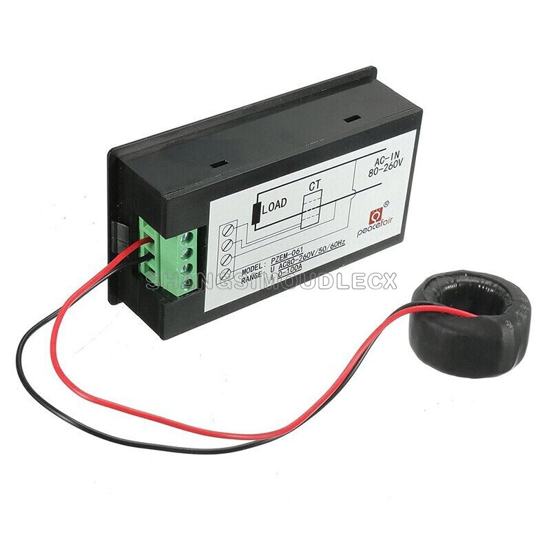 Voltmeter Amperemeter Digitales Spannungs- & Strommessgerät – AC 80-260V, 0-100A LCD Display Wattmeter Analog