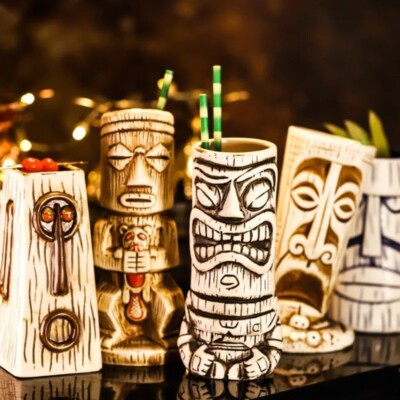 Cocktailgläser Tiki Azteken Kreativ Keramik Hawaii Cocktailglas 5er Set
