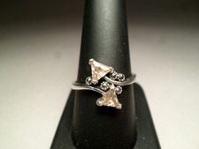 .925 Sterling Silver Clear Topaz Marcasite Ring size 8