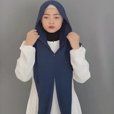 Muslim Women Hijab Wrap Zipper Long Scarf Solid Color Summer Sun Protection New