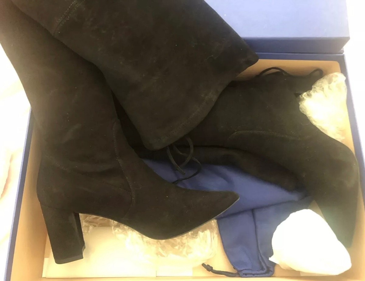 Stuart Weitzman Black Lesley Suede Over the Knee Boots UK Size
