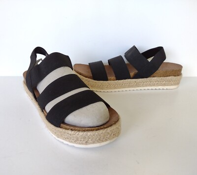Madden Girl Crispp Espadrille Platform Sandals Black Strappy Women's Size  10 M
