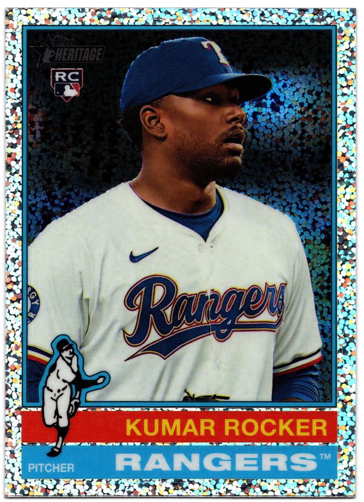 2025 Topps Heritage Chrome Silver Sparkle Refractors #179 Kumar Rocker RC