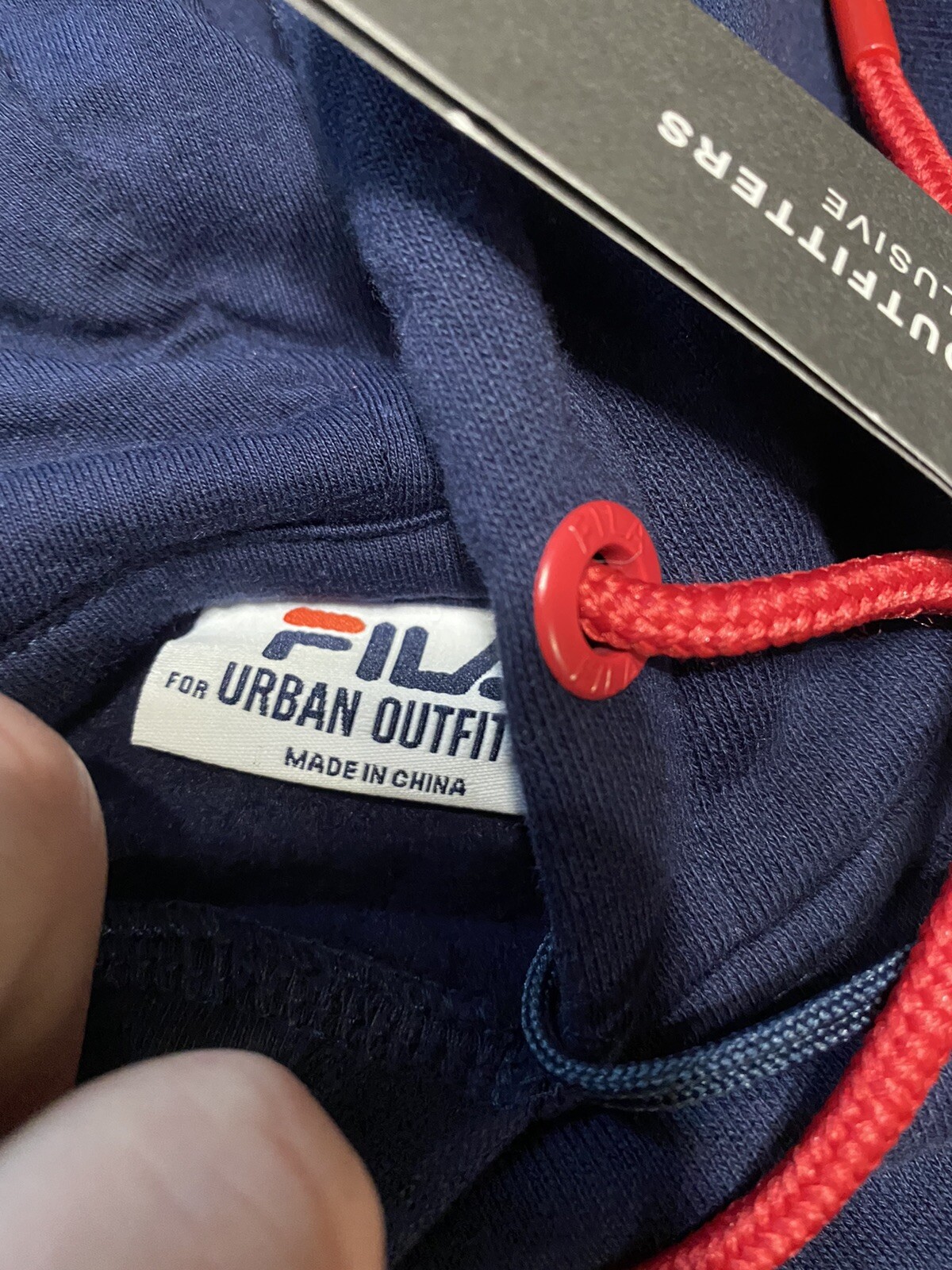 Felpa con cappuccio nuova con etichette FILA CROP BLU taglia donna L Spell Out