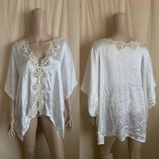 La Perla white silk cream lace boudoir robe
