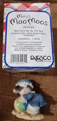 Enesco Mary's Moo Moos August Girl Cow Moo and Me by the Sea Figure 257532 JO