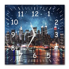 BM Wanduhr 30 cm x 30 cm  leises Uhrwerk Funkuhrwerk Skyline New York 9342-1a WZ