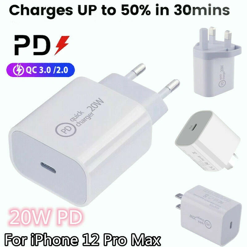 Apple USB-C Ladegerät PD 20W mit 1 m Schnellladekabel für iPhone 12/11/Pro - Bild 1 von 1