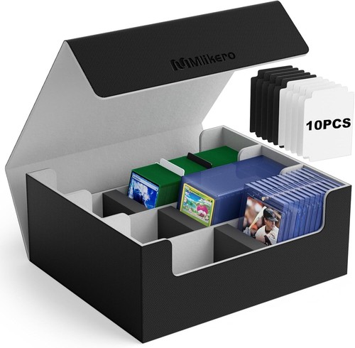 Elegant Leather Trading Card Storage Box for 1800+ Cards with Magnetic Closure - Picture 3 of 9