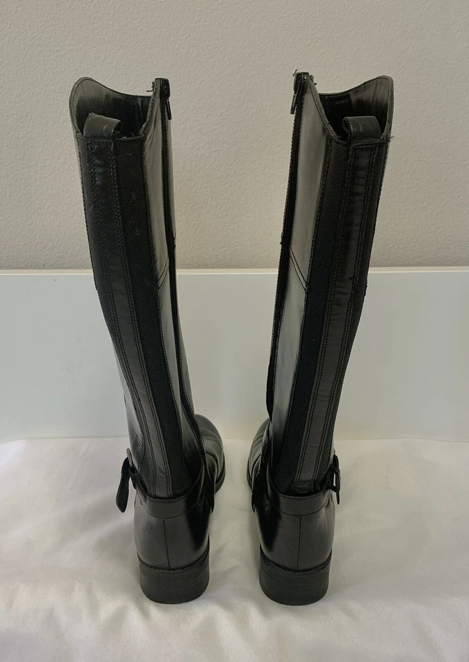 Bandolino Jiman Mujer Cuero Negro Cremallera Completa Botas Zapatos Talla 7 M Equitación Combate Foto 4 de 4