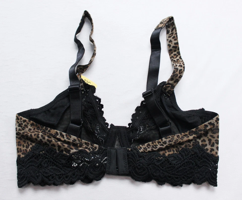 Sujetador Lunaire para mujer caprichoso estampado animal Barbados encaje Demi AP2 negro talla: 32C Foto 3 de 3