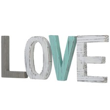 Distressed LOVE Sign Block Standing Rustic Style Decorative Wooden Home Crafts